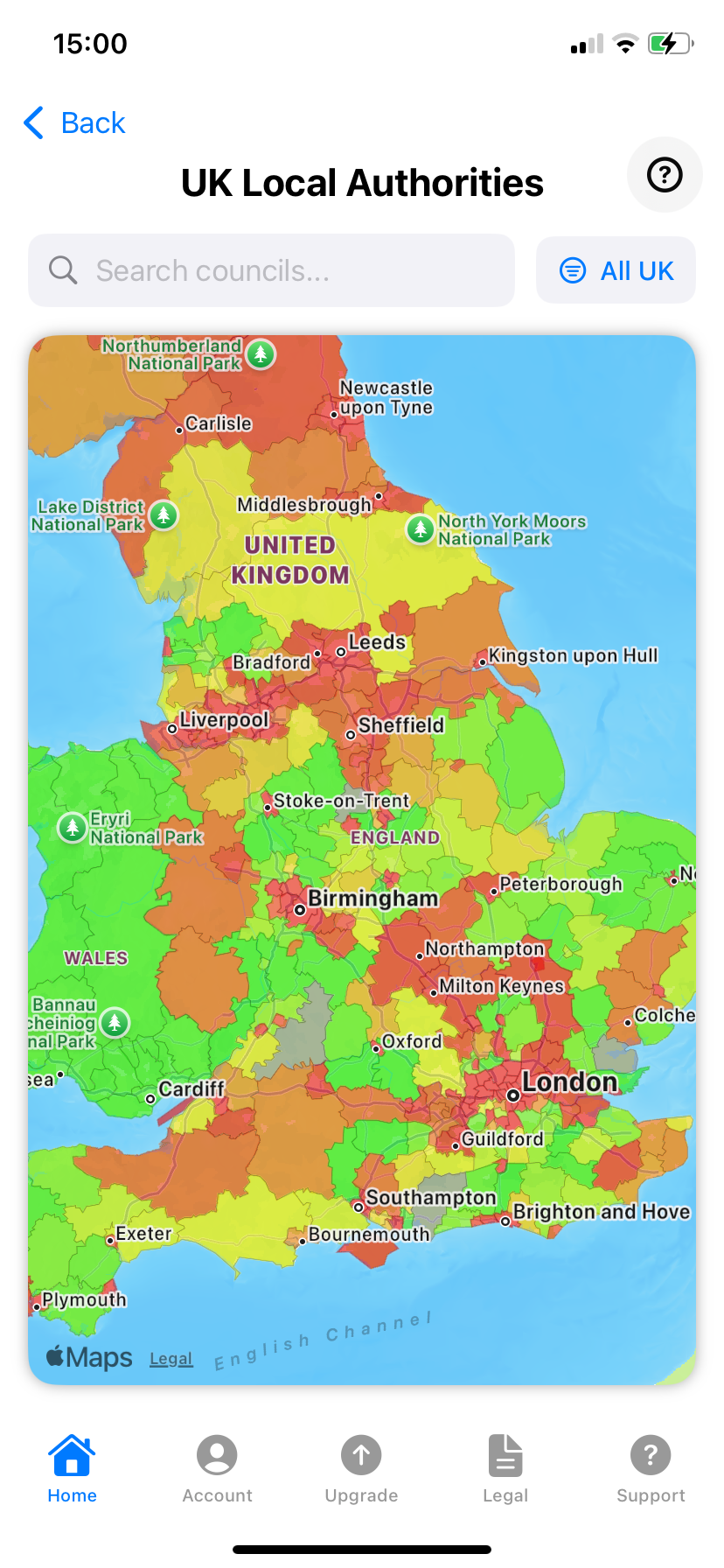 UK Local Authorities Heatmap